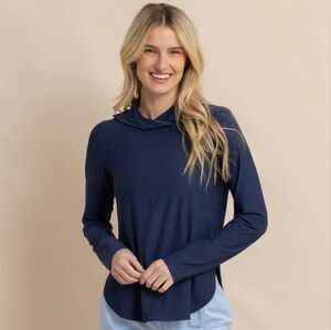 Southern Tide Nautical Navy Long Sleeve Linley Brrr Perfect Hoodie NWT